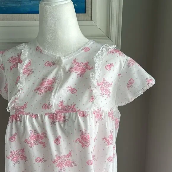 Vintage Pink Floral Short Nightgown Large - Picture 4 of 10
